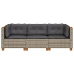 vidaXL Canapé de jardin avec coussins 3 places gris résine tressée