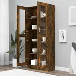 vidaXL Armoire à vitrine Chêne fumé 82 5x30 5x185 cm Bois ingénierie