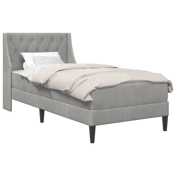 vidaXL Cadre de lit avec matelas Gris clair 90 x 200 cm Velours