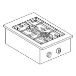 Réchaud à gaz drop-in - 2 feux 3 5 kw et 5 5 kw - combisteel - nvt. -  400x600x270mm