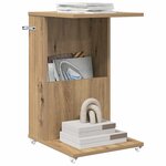 vidaXL Table d'appoint avec roue Chêne artisanal 40 x 35 x 60 cm