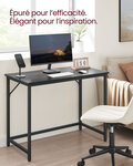 Bureau table poste de travail petite taille 100 x 50 x 75 cm pour bureau salon chambre assemblage simple métal style industriel noir 12_0004683