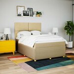 vidaXL Sommier à lattes de lit avec matelas Crème 140x200 cm Tissu