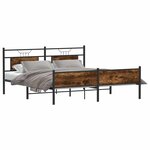 vidaXL Cadre de lit en métal sans matelas chêne fumé 183x213 cm