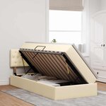 vidaXL Lit avec rangement et LED avec matelas Crème 90 x 190 cm tissu