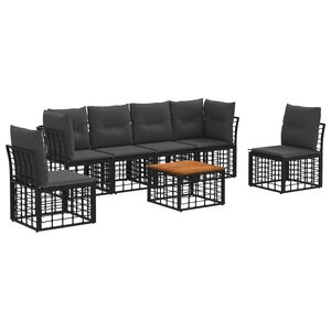 vidaXL Ensemble de canapés d'extérieur 7 Pièces Noir et Gris foncé