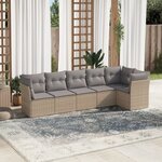 vidaXL Salon de jardin avec coussins 6 Pièces beige résine tressée