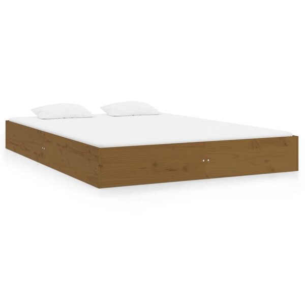 vidaXL Cadre de lit sans matelas marron miel bois massif 150x200 cm