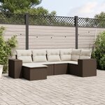 vidaXL Salon de jardin avec coussins 6 Pièces marron résine tressée