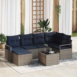 vidaXL Ensemble de Canapés avec coussin 7 Pièces Gris polyrotin