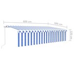 vidaXL Auvent manuel rétractable avec store et LED 6x3 m Bleu et blanc