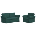 vidaXL Ensemble de Canapés 2 pc Vert foncé tissu