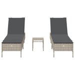 vidaXL Ensemble de chaises longues avec coussins 3Pièces gris clair rotin