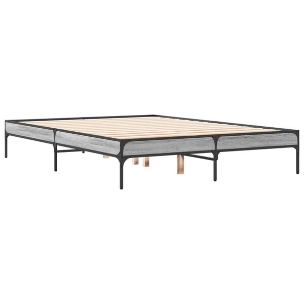 vidaXL Cadre de lit sonoma gris 120x190 cm bois d'ingénierie et métal
