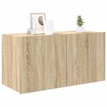 vidaXL Meuble TV mural avec lumières LED chêne sonoma 80x35x41 cm