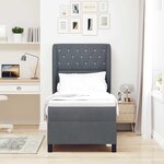 vidaXL Lit à ressorts avec matelas Gris foncé 200 x 80 cm Polyester