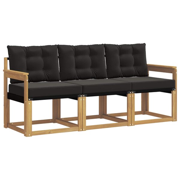 vidaXL Ensemble de canapés d'extérieur 3 Pièces Blanc et noir