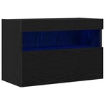 Meuble TV vidaXL avec éclairage LED Chêne noir 60x30x40 cm