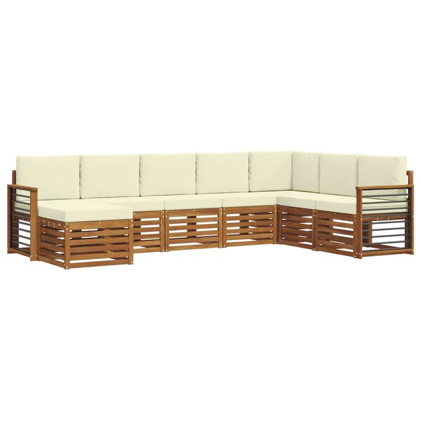 vidaXL Ensemble de canapés d'extérieur 8 pc Naturel et Crème