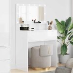 vidaXL Tables de maquillage pour chambre avec tiroir Blanc brillant