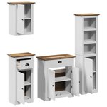 vidaXL Meubles de salle de bain 4 Pièces BODO blanc bois de pin massif