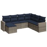 vidaXL Salon de jardin 7 Pièces avec coussins gris résine tressée