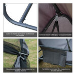 Balancelle de jardin convertible 3 places grand confort : matelas assise dossier  moustiquaire intégrale zippée avec toit   pochette rangement métal époxy polyester gris