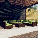 vidaXL Salon de jardin 11 Pièces avec coussins marron résine tressée