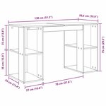 vidaXL Bureau avec Rangement Chêne fumé 130 x 50 5 x 75 cm