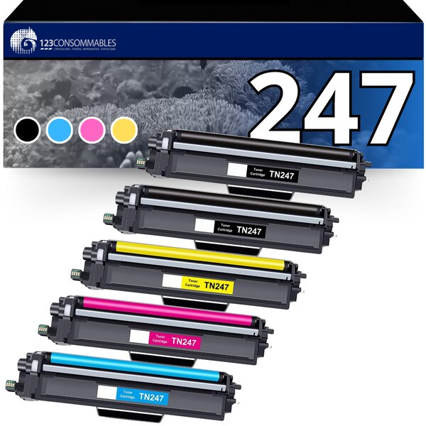 Pack 5 toners compatibles BROTHER TN-247 XL
