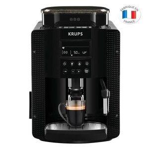 Krups yy8135fd essential machine à café  broyeur café grain  cafetière expresso  buse vapeur  cappuccino  fabriqué en france  noire