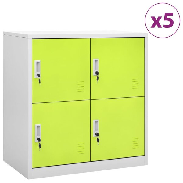 vidaXL Armoires à casiers 5 Pièces Gris clair et vert 90x45x92 5 cm Acier