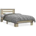 vidaXL Cadre de lit chêne sonoma 90x200 cm bois d'ingénierie et métal