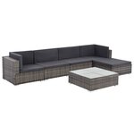 Salon de jardin meuble d'extérieur ensemble de mobilier 6 pièces avec coussins résine tressée gris 02_0016863