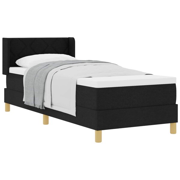 vidaXL Lit à ressorts avec tête de lit Noir 200 x 80 cm tissu