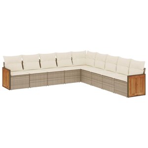 vidaXL Salon de jardin avec coussins 9 Pièces beige résine tressée