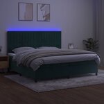 vidaXL Sommier à lattes de lit matelas et LED Vert foncé 200x200 cm