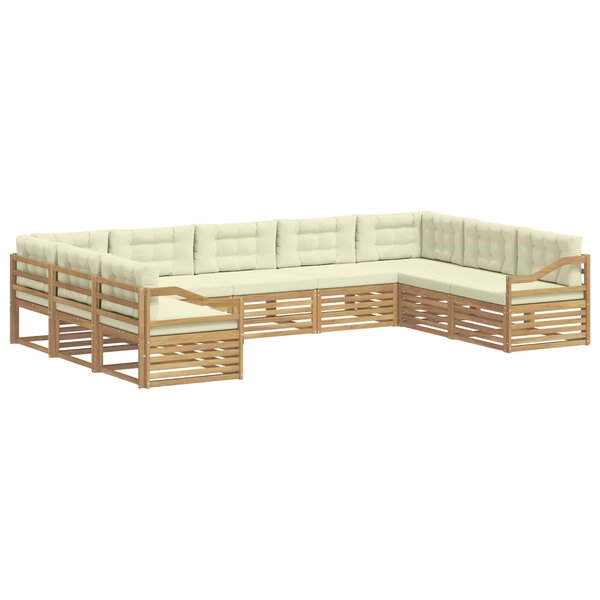 vidaXL Ensemble de canapés d'extérieur 9 Pièces Blanc et crème