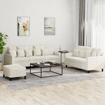 vidaXL Ensemble de canapés 3 Pièces avec coussins Crème Velours