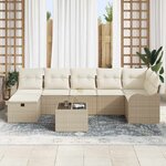 vidaXL Ensemble de canapé de jardin 8 Pièces Beige Poly rotin