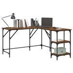 vidaXL Bureau chêne fumé 139x139x75 cm bois d'ingénierie