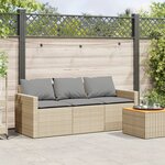 vidaXL Canapé de jardin avec coussins 3 places beige résine tressée