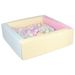 Piscine à balles carrée avec 300 balles - rose  bleu  jaune p/transparent  rose p  bleu p  jaune p