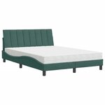 vidaXL Lit avec matelas Hanko vert foncé 140x190 cm velours