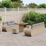 vidaXL Ensemble de canapé de jardin 10 Pièces Beige polyrotin