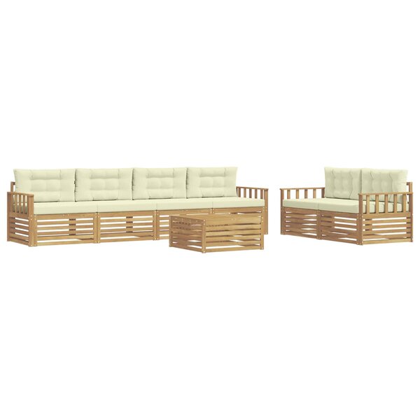 vidaXL Ensemble de canapés d'extérieur 7 Pièces Blanc et crème Polyester