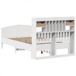 vidaXL Lit bibliothèque sans matelas blanc 135x190 cm bois pin massif