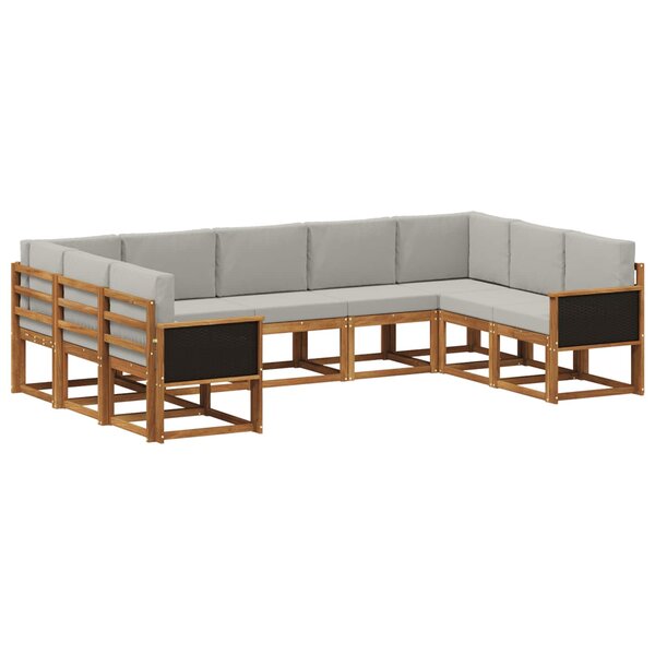 vidaXL Ensemble de canapés d'extérieur 9 Pièces Naturel et gris clair