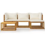 vidaXL Salon de jardin 5 Pièces avec coussins Bois d'acacia solide