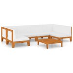 vidaXL Salon de jardin 7 Pièces avec coussins Bois d'acacia solide